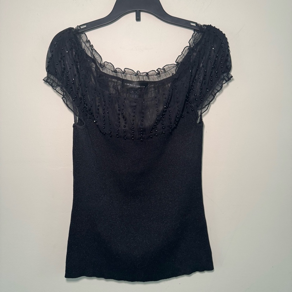 SOLD! Elegant Black Beaded Women's Top